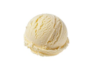 Top view vanilla ice cream scoop isolated on white background. Icecream scoop.