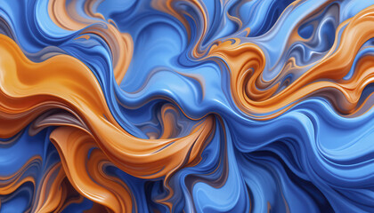 Abstract swirling patterns in vibrant blue and orange create dynamic visual effect
