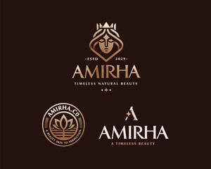 Luxury elegant queen crown logo brand for cosmetics, hotel, jewelry business company