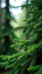 Fototapeta premium spruce needles rustle in gentle forest breeze, trees, conifer, alaska