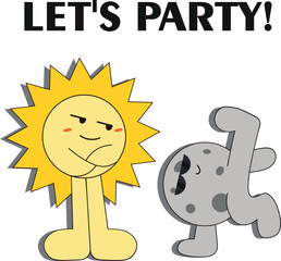 Sun and moon at the party