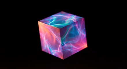Levitating Energy-Infused Cube with Iridescent Waves