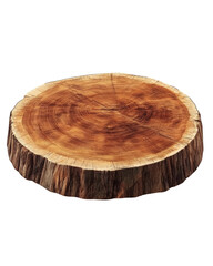 Wooden log slice, white isolate background