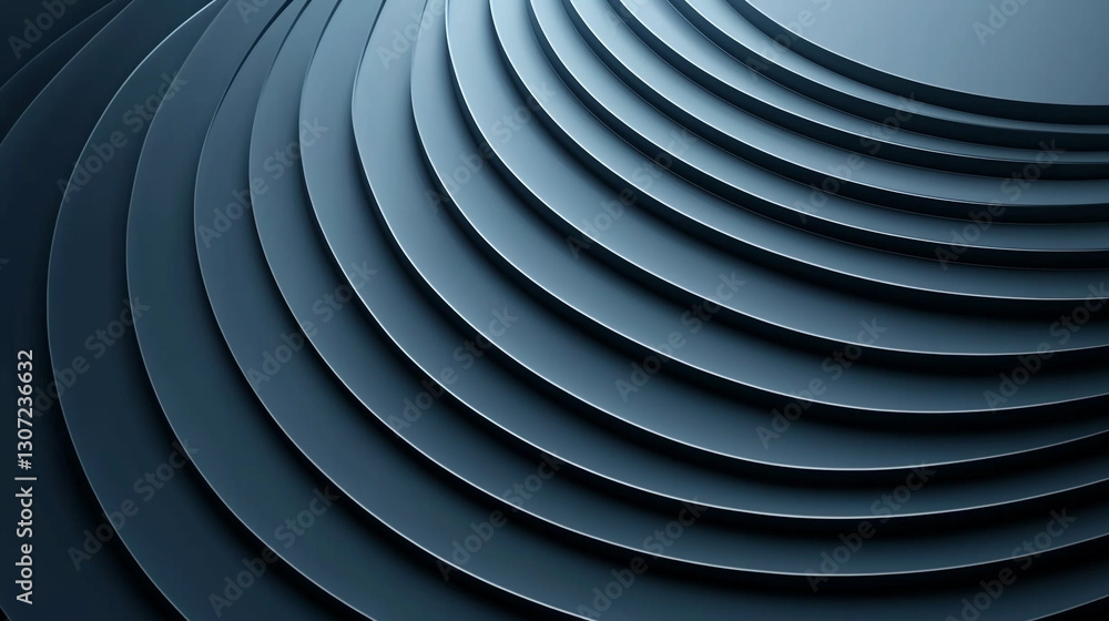 Poster abstract dark blue circular layers background design illustration 3d art wave curve image modern