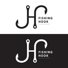 Fishing hook logo Vector sign