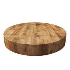 Round wooden serving platter, white isolate background