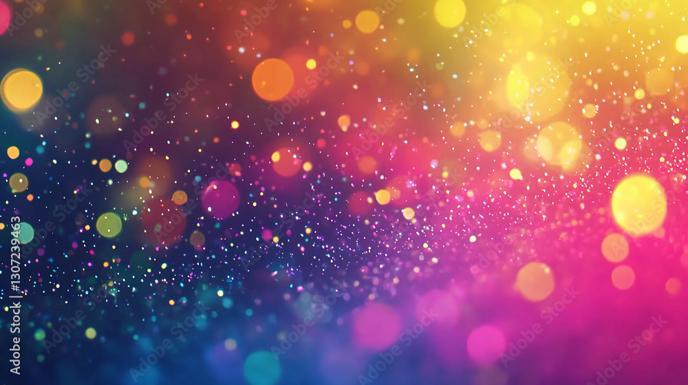 Poster abstract colorful bokeh background with bright sparkling lights and vivid colors festive design perf