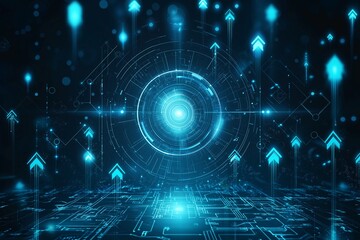 Obraz premium Exploring futuristic digital arrows virtual space graphic visualization dark environment abstract concept