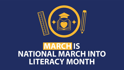 Fototapeta premium March is National March Into Literacy Month web banner design illustration 