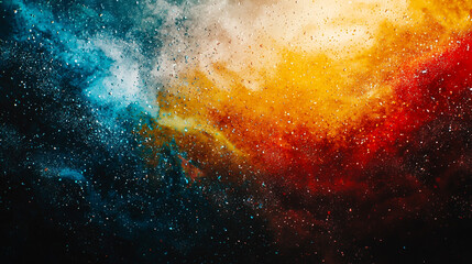 Obraz premium Abstract cosmic nebula colorful space background orange blue red art sky dark stars night paint