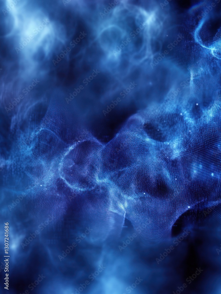 Aufkleber abstract blue light particles flowing with ethereal clouds creating depth and cosmic ambiance. this 