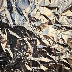 Crumpled Metallic Foil Texture Abstract Background