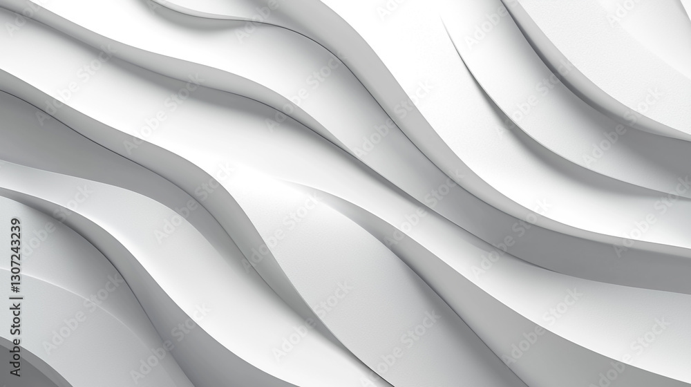 Aufkleber abstract white curve background modern design elegant smooth waves texture 3d grey lines style clean