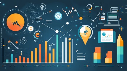 Obraz premium Colorful data visualization and analytics tools.