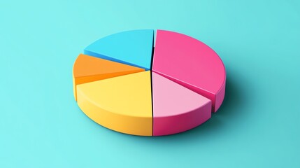 Colorful pie chart on a blue background.