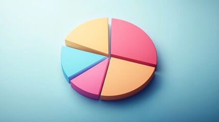 Obraz premium Colorful pie chart on a blue background.