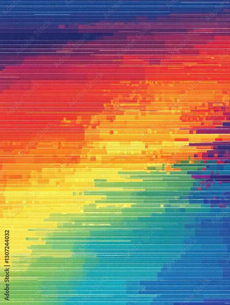 Poster abstract digital artwork with a colorful horizontal lines texture gradient across the visual field s