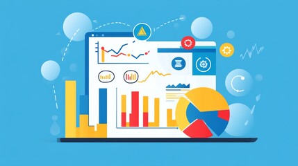 Obraz premium Data analysis with colorful charts and graphs.
