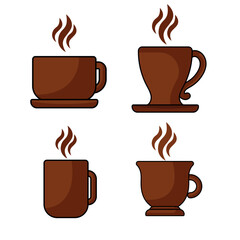 Set of coffe and tea cup design vector illustration