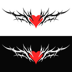 abstract aesthetic monochrome heart tribal tattoo