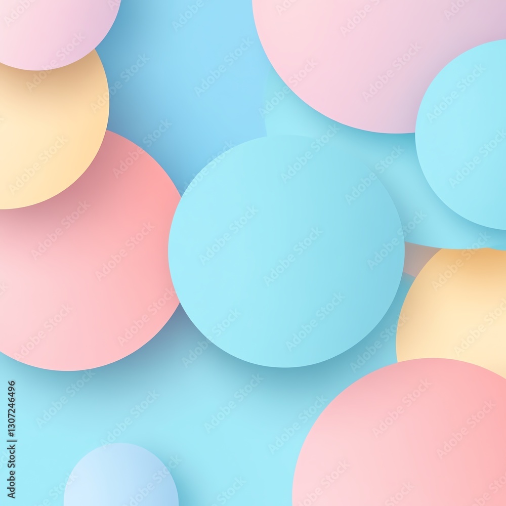 Poster Smooth pastel bubble texture background, simple design, soft circular shapes, minimalistic and soothing, clean wallpaper