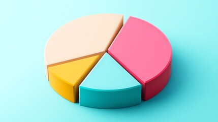 Obraz premium Vibrant pie chart on a teal background.