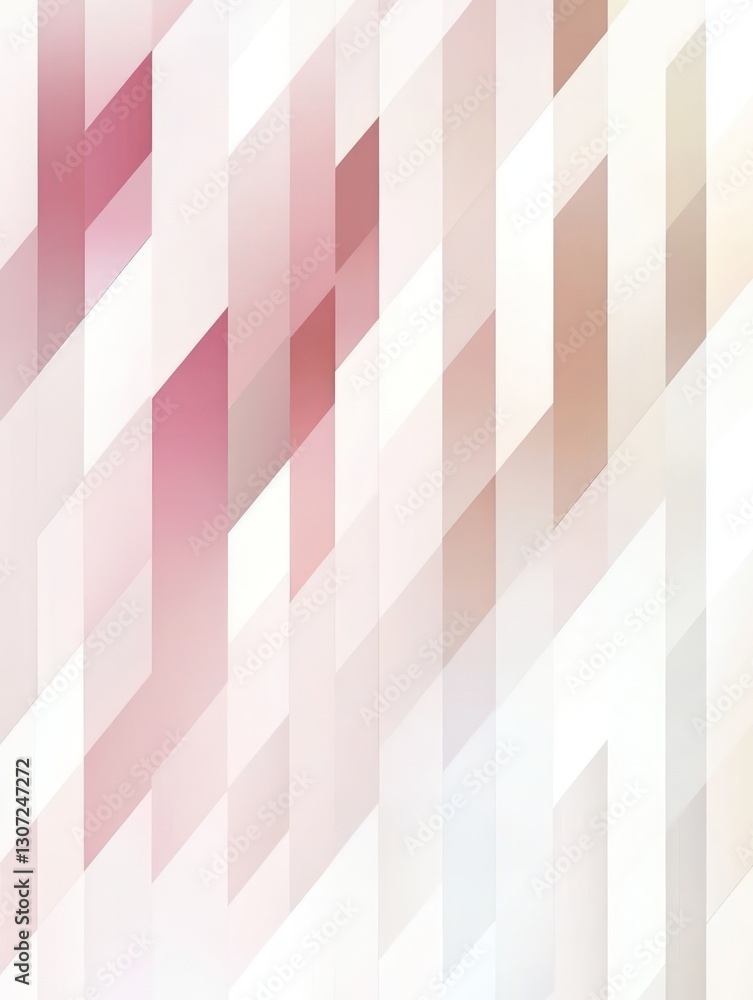 Poster abstract geometric design with diagonal pattern in gradient tones of pink beige and white creating a