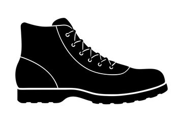 Hiking Boots Silhouette Vector Illustration for Outdoor Themes

