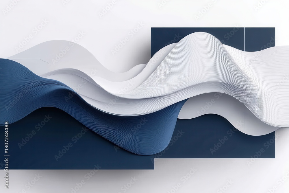 Poster dynamic layered wave design illustrating contemporary political discourse in navy and silver tones g