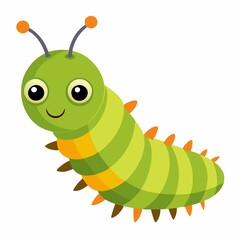 green caterpillar on white background