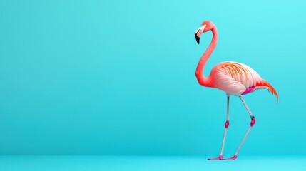 Fototapeta premium Tropical-inspired art featuring flamingos and island vibes.