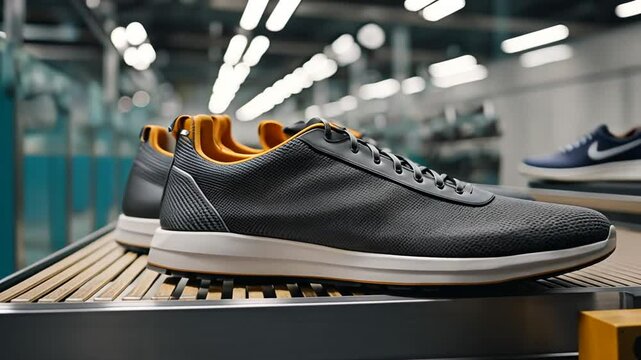 Sneakers in a sneaker factory.