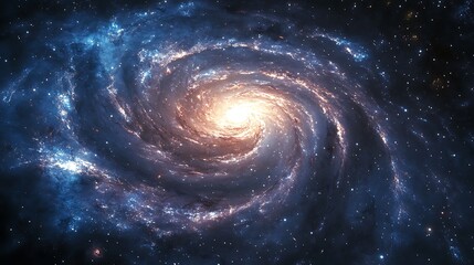 The beautiful spiral shape galaxy showing bright stars and nebulas