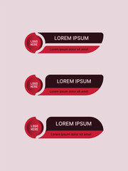 Modern lower third or news bar design with a sleek red and dark theme, featuring a circular logo placeholder and stylish typography. Perfect for video editing and broadcast graphics.