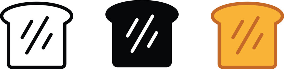Bread slice icon in lined, isolated and colored style. Editable Stroke. Vector illustration