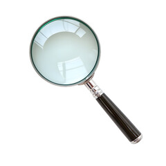 Magnifying Glass with Black Handle on Transparent Background