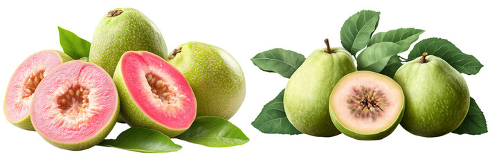 Set of a dark, guava, isolated on transparent background.