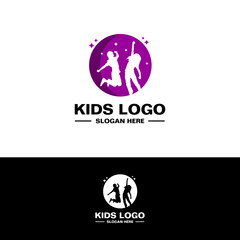 happy kids logo vector illustration
