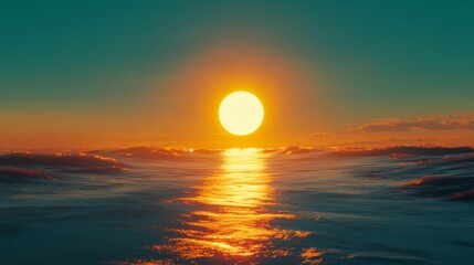 sun, low-angle, blue solid background, bright, golden sun near the horizon, casting long rays and deep shadows.