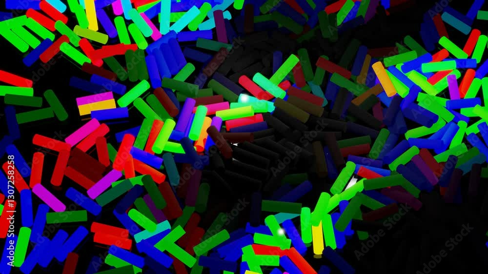 Aufkleber 3d abstract looped background with lot of gray rectangles lay on plane and light up. bulbs start to 
