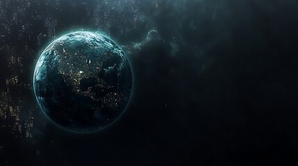 Obraz premium A view of the Earth illuminated by city lights and nebulas