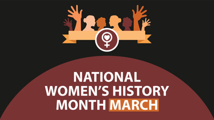 National Women's History Month march web banner design illustration 