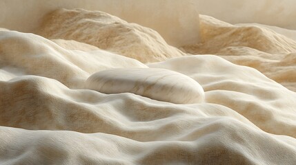 Smooth Stone Resting on Draped Fabric