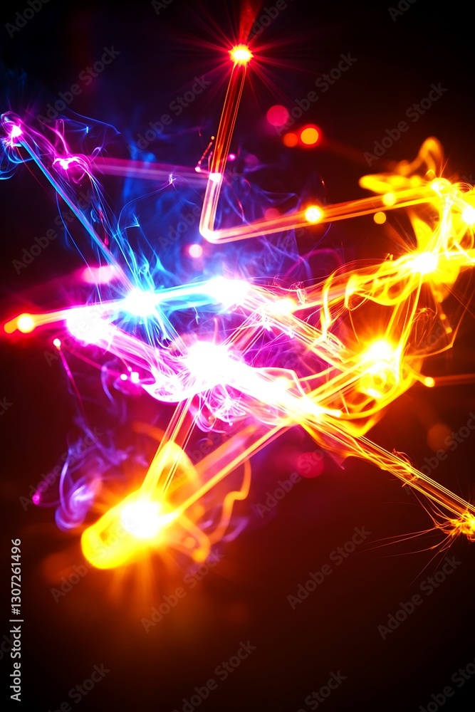 Poster energetic sparkle explosion creating a dynamic glowing light effect