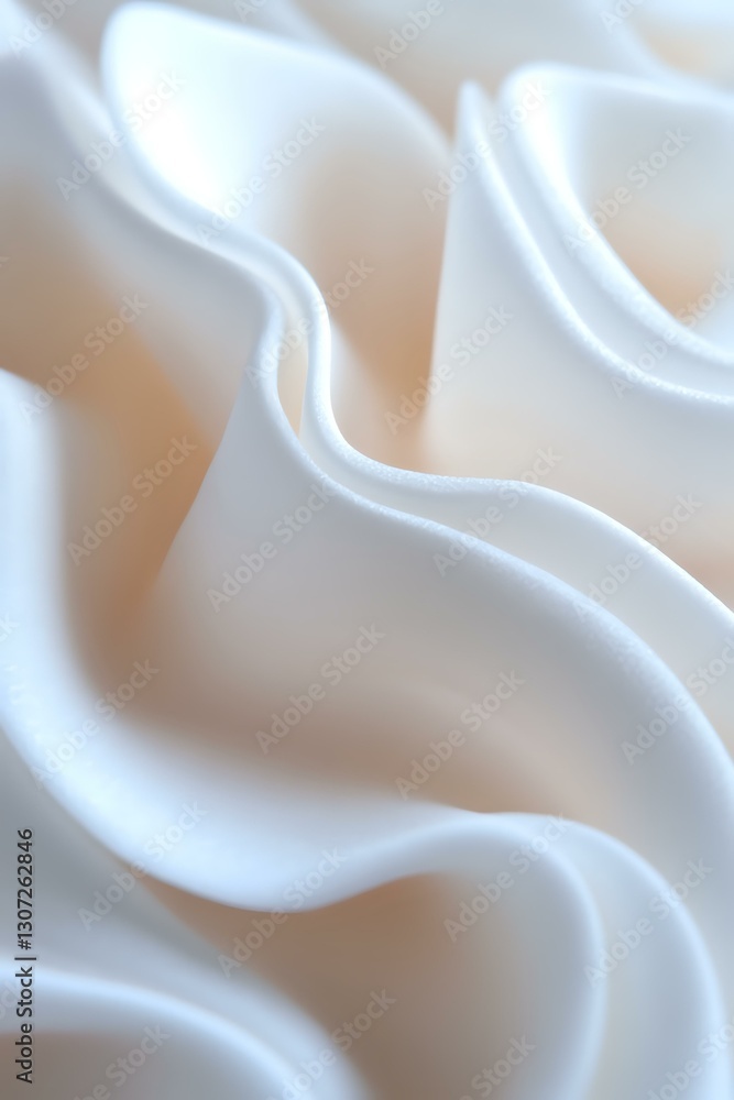Aufkleber soft white waves of cream create gentle curves and flowing lines against subtle beige background, ma