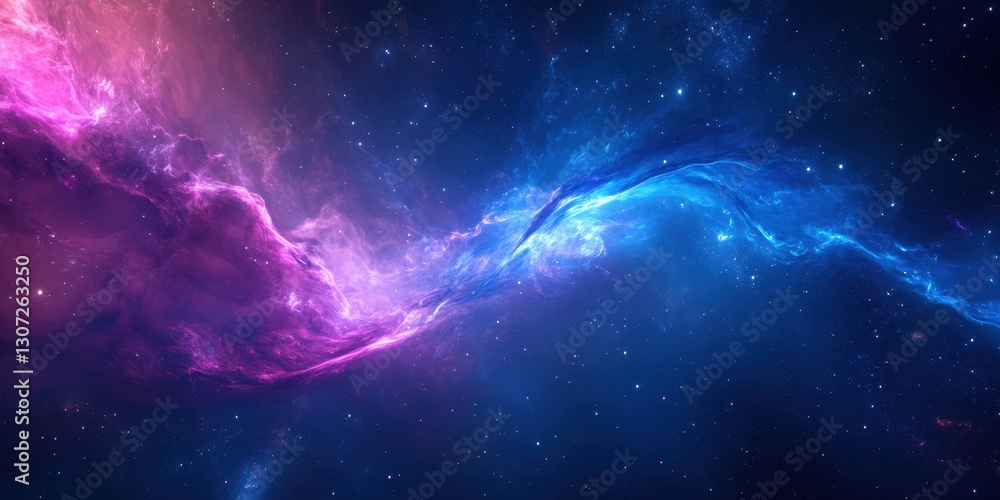 Poster cosmic swirl of colorful nebula with stars in deep space, captivating interstellar scene of the univ