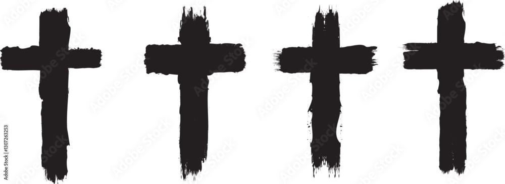 Poster textured religion cross . christian cross . vector cross with rough edges