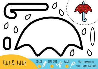 Education paper game for children, Umbrella. Cut and glue activity game