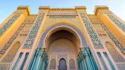 Obraz premium Majestic Gateway of Historical Moroccan Architecture in Sunrise