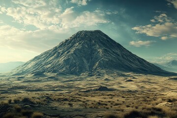 Fototapeta premium Majestic volcanic landscape under a dramatic sky at sunrise in a remote wilderness area